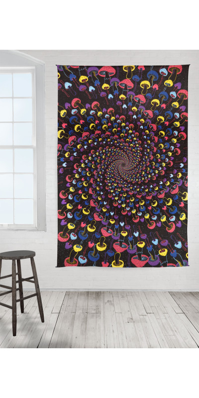 3D Shroom Spiral Tapestry - Art by Dina June Toomey