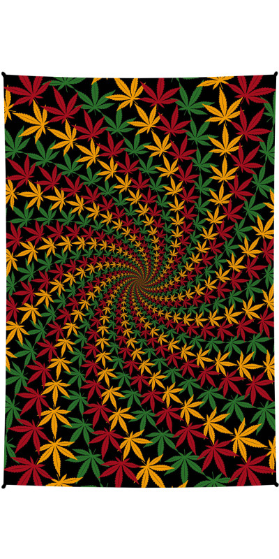 3D Rasta Leaf Spiral Mini Tapestry 30x45 - Art by Taylar McRee **SALE**