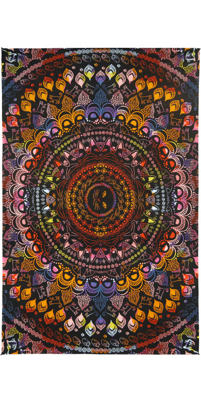 3D Colorful Cat Mandala Tapestry - Art by Dina June Toomey *SALE*