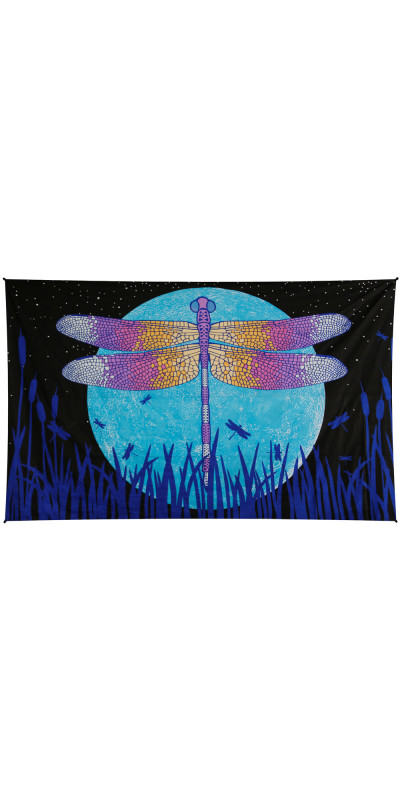 3D Glow in The Dark Dragonfly Moon Mini Tapestry 30x45 - Art by Taylar McRee
