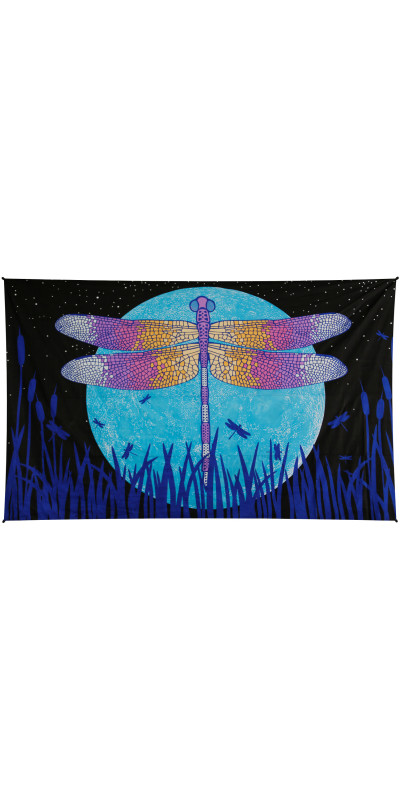 3D Glow in The Dark Dragonfly Moon Tapestry - Art by Taylar McRee