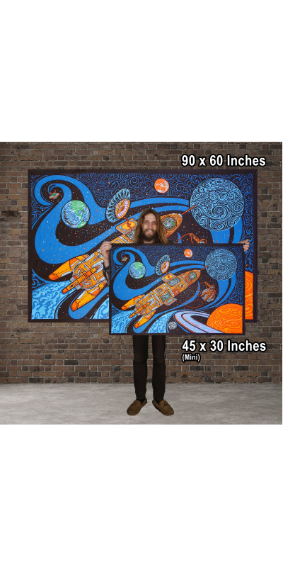3D Blast Off Outer Space Tapestry  - Art by Chris Pinkerton *SALE*