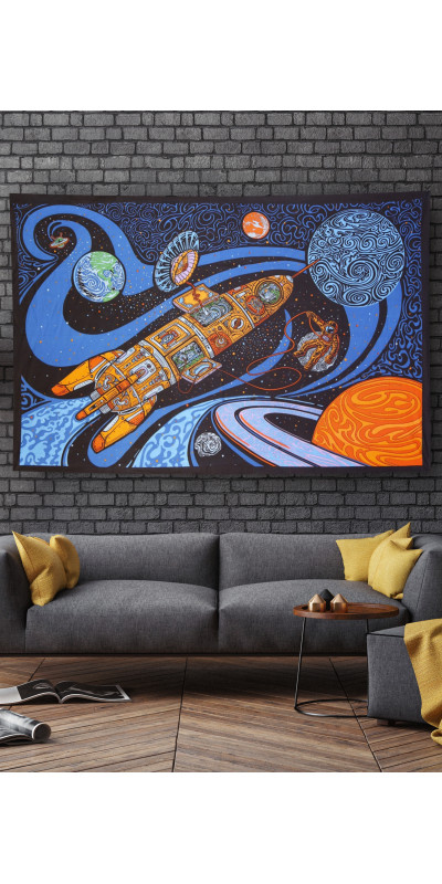 3D Blast Off Outer Space Tapestry  - Art by Chris Pinkerton *SALE*