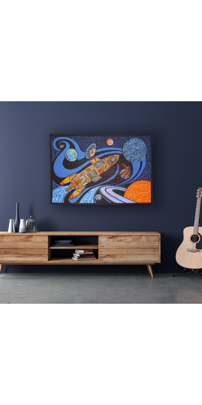 3D Blast Off Outer Space Mini Tapestry 30x45  - Art by Chris Pinkerton