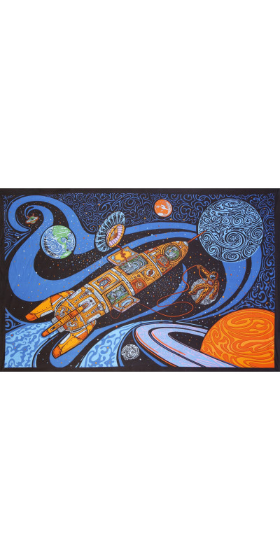 3D Blast Off Outer Space Tapestry  - Art by Chris Pinkerton *SALE*