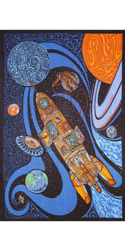 3D Blast Off Outer Space Tapestry  - Art by Chris Pinkerton *SALE*