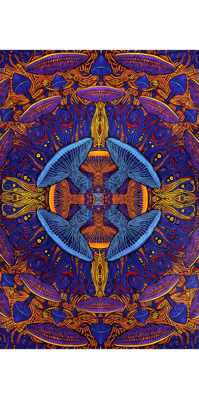 3D Mushroom Mini Tapestry 30x45 - Art by Chris Pinkerton
