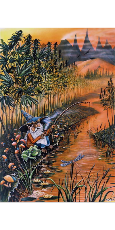 Fisher Gnome Heady Art Print Tapestry 53x85 - Artwork by Mike DuBois