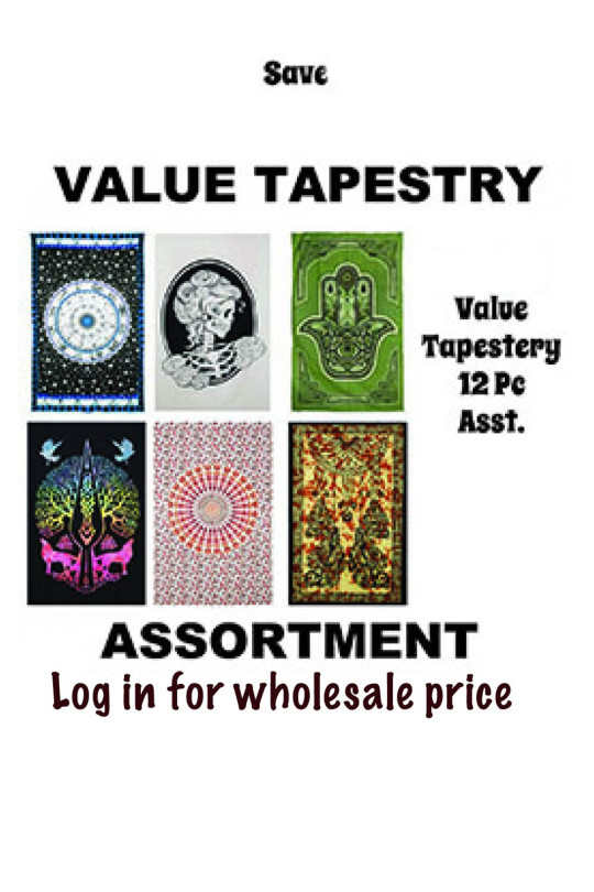 STARTER PACK Wholesale Lot of 12 Assorted Top Selling 52x80" Value Tapestries - SAVE 