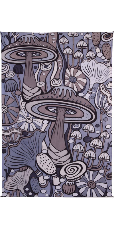 Grey Mushroom Garden Tapestry