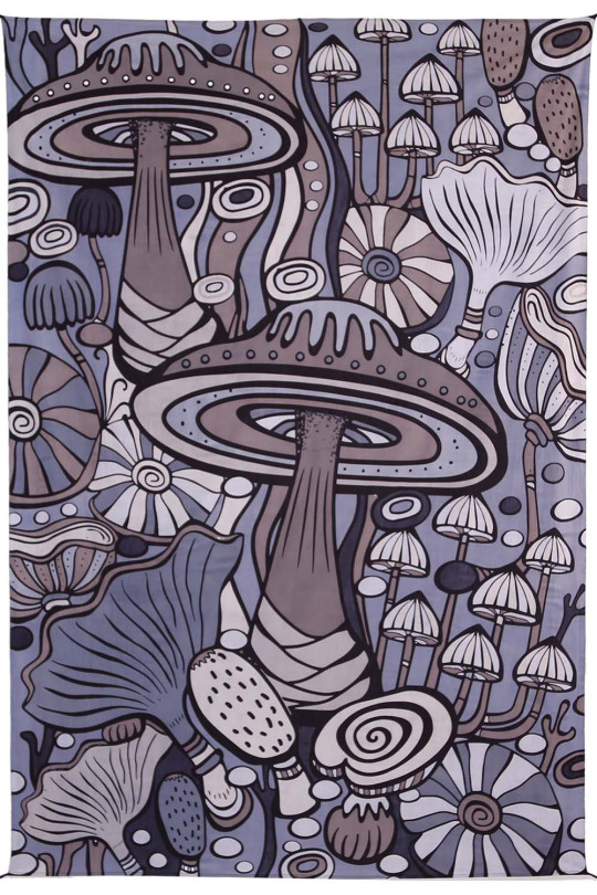 Grey Mushroom Garden Mini Tapestry 30x45 