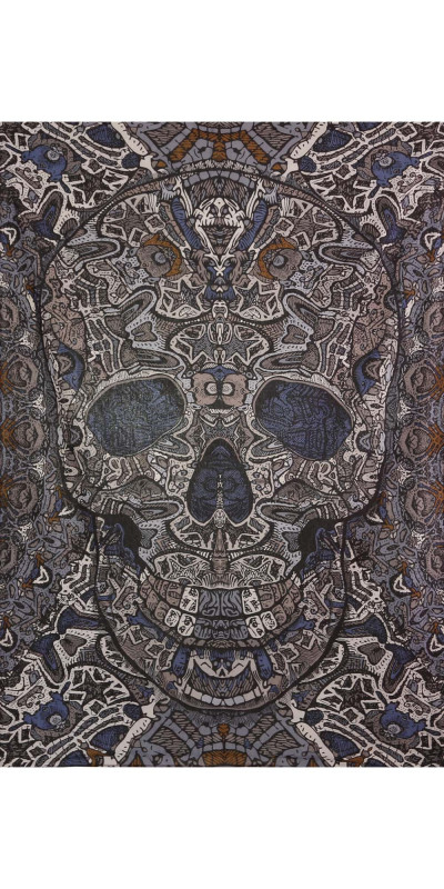 Grey Skull Tapestry - Art by Chris Pinkerton