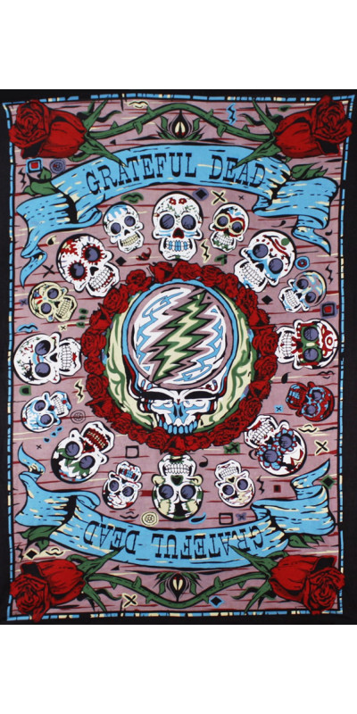3D Grateful Dead Mexicali SYF Skulls Mini Tapestry 30x45 -Art by Shannon Hurst