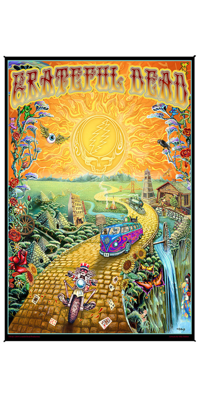 Grateful Dead Golden Road Heady Art Print Tapestry 53x85 - Artwork by Mike DuBois