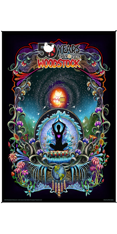 Woodstock We Are Stardust 50th Anniversary Heady Art Print Tapestry 53x85 - Artwork by Mike DuBois