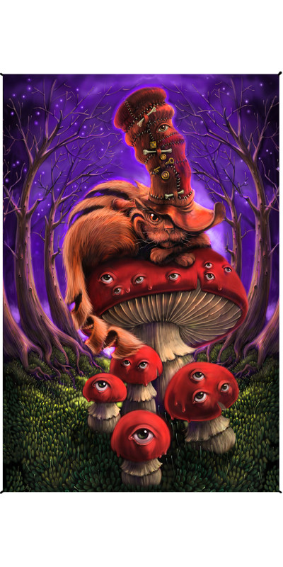 Cheshire Cat Alice In Wonderland Heady Art Print Mini Tapestry 30x45 - Artwork by Richard Biffle