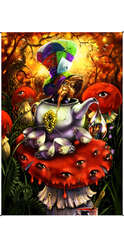 Mad Hatter Alice In Wonderland Heady Art Print Mini Tapestry 30x45 - Artwork by Richard Biffle