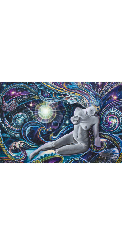 Penelope Blue Heady Art Print Mini Tapestry 30x45 - Artwork by Randal Roberts