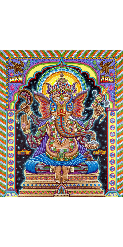 Jai Ganesha Heady Art Print Tapestry 58x71 - Artwork by Chris Dyer