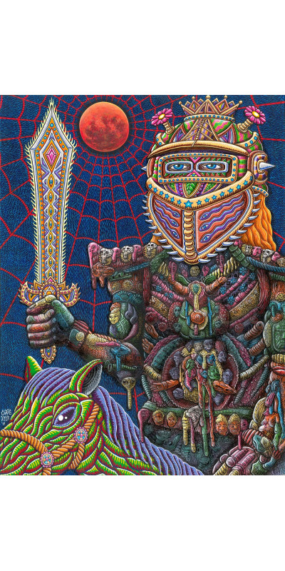 King Of Swords Heady Art Print Tapestry 58x76 - Artwork by Chris Dyer