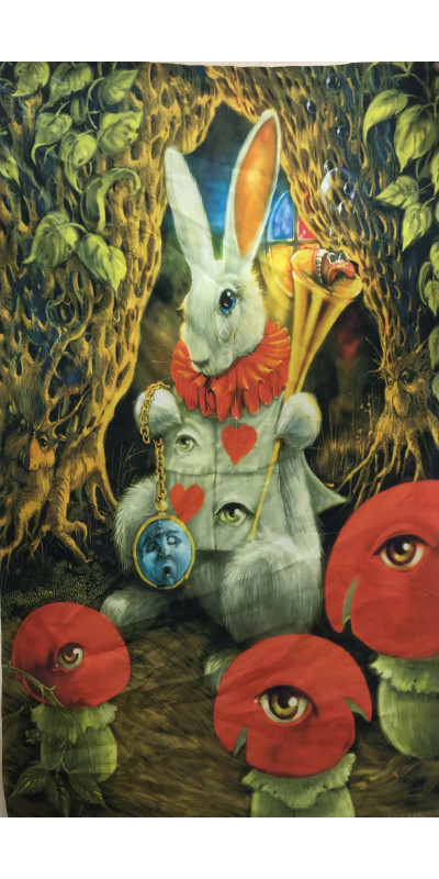 White Rabbit Heady Art Print Mini Tapestry 30x45 - Artwork by Richard Biffle