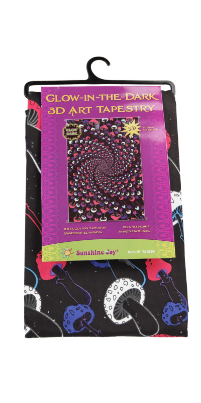 3D Glow In The Dark Shroom Spiral Tapestry - Art by Dina June Toomey