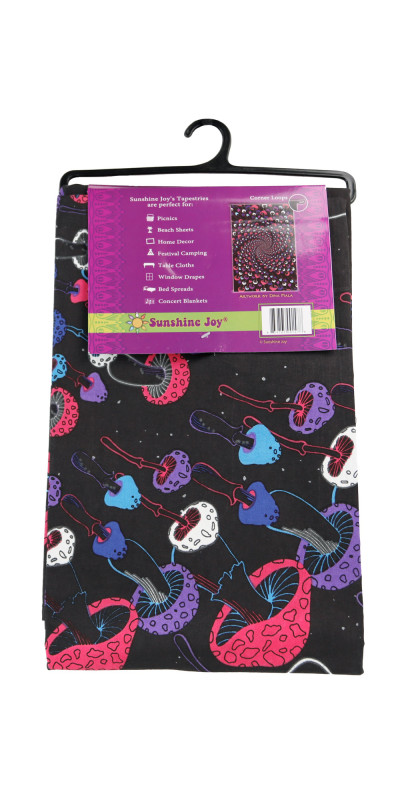 3D Glow In The Dark Shroom Spiral Tapestry - Art by Dina June Toomey