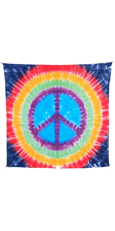 Rainbow Peace Sign Tie-Dye Tapestry 58x58