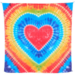 Rainbow Heart Tie-Dye Tapestry 58x58