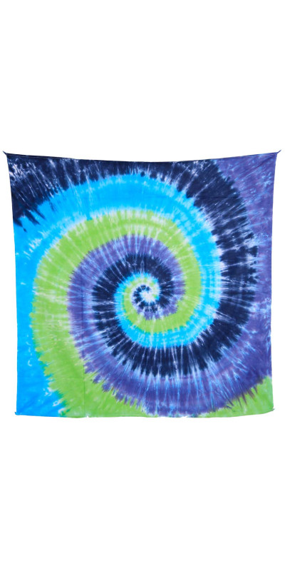 Blue & Green Spiral Tie-Dye Tapestry 58x58