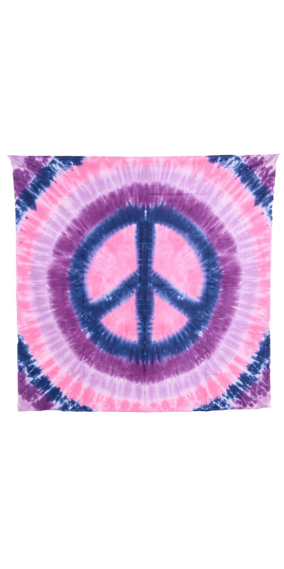 Purple & Pink Peace Sign Tie-Dye Tapestry 58x58