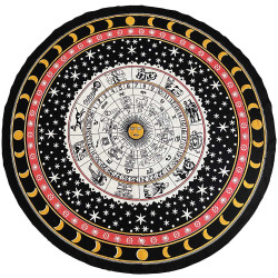 Zest For Life Round Zodiac Mandala Tablecloth Tapestry 80" - Hemmed Edge