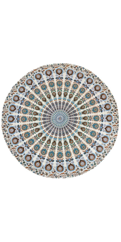 Zest For Life Round Blue/Red Mandala Tablecloth Tapestry 80" - Hemmed Edge