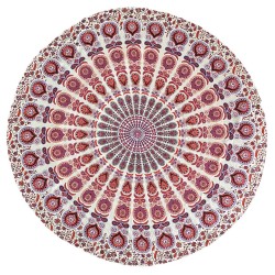 Zest For Life Round Purple/Red Mandala Tablecloth Tapestry 80" - Hemmed Edge 