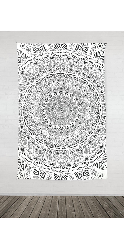 Zest For Life Tropical Mandala Tapestry 52x80" Black