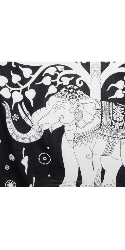 Zest For Life Elephant Tree Tapestry 52x80" Black