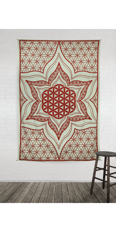 Zest For Life Flower Of Life Tapestry 52x80" Red