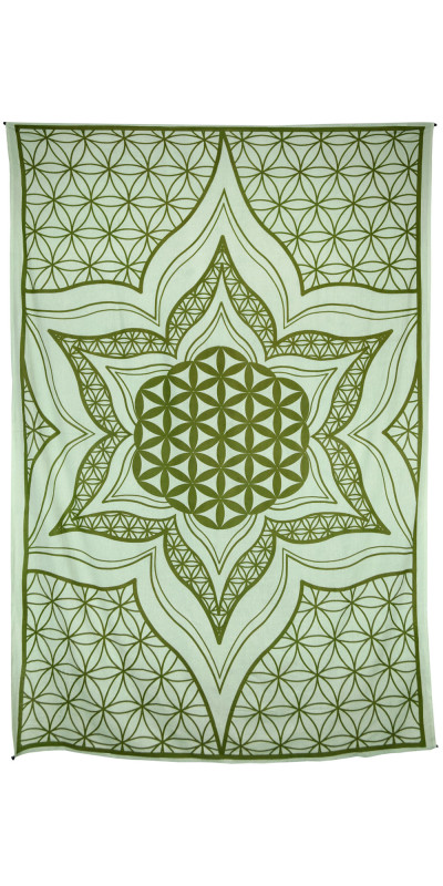 Zest For Life Flower Of Life Tapestry 52x80" Green