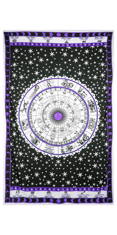 Zest For Life Zodiac Astrology Tapestry 52x80" Purple