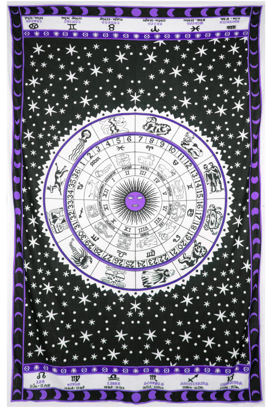 Zest For Life Zodiac Astrology Tapestry 52x80" Purple   