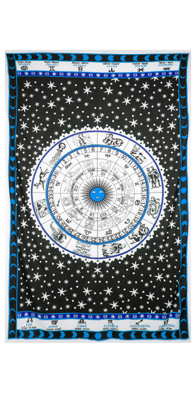 Zest For Life Zodiac Astrology Tapestry 52x80" Blue