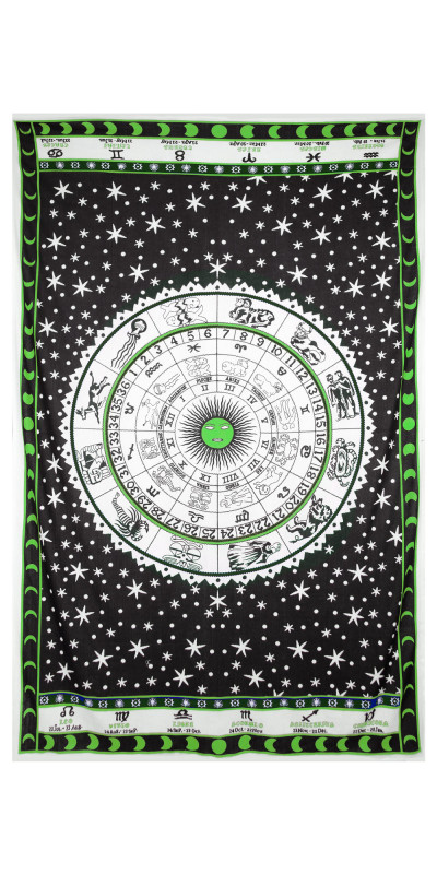 Zest For Life Zodiac Astrology Tapestry 52x80" Green