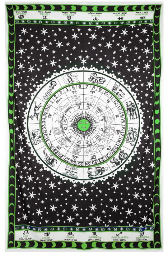 Zest For Life Zodiac Astrology Tapestry 52x80" Green 