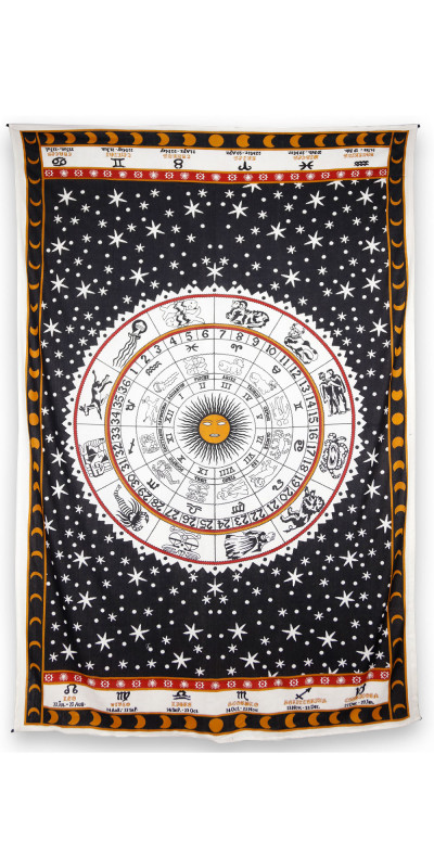 Zest For Life Zodiac Astrology Tapestry 52x80" Orange