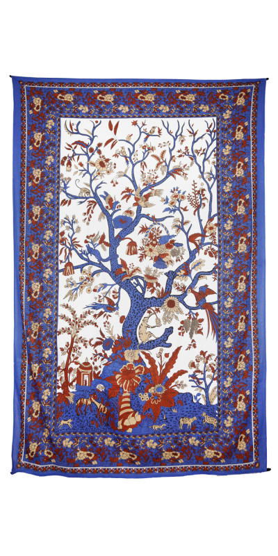 Zest For Life Tree Of Life Tapestry 52x80" Blue