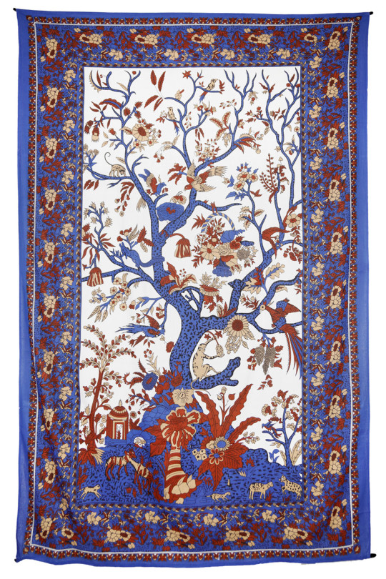 Zest For Life Tree Of Life Tapestry 52x80" Blue  