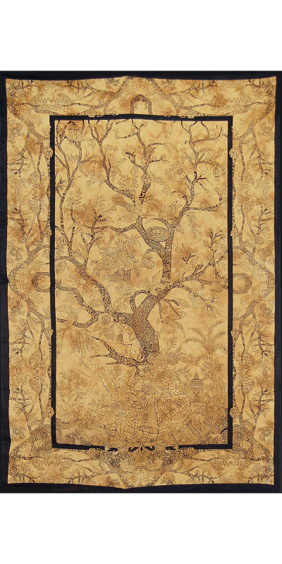 Zest For Life Tie Dye Tree Of Life Tapestry 52x80" Brown - Artwork by Chris Pinkerton