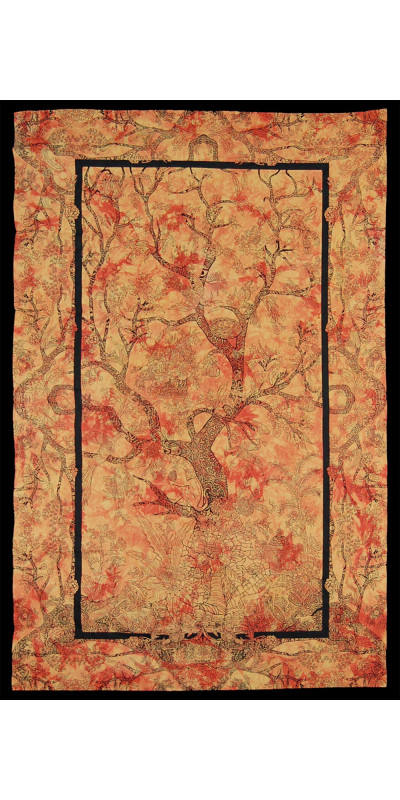 Zest For Life Tie Dye Tree Of Life Tapestry 52x80" Orange - Artwork by Chris Pinkerton