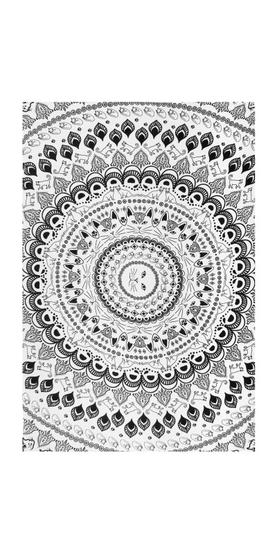 Zest For Life Cat Mandala Tapestry 52x80" - Artwork by Dina June Toomey