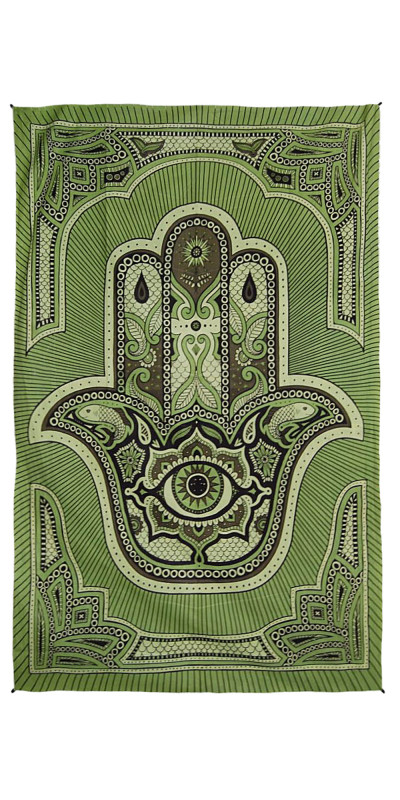 Zest For Life Hamza Hand Tapestry 52x80" Green